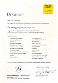 Zertifikat Baubiologe